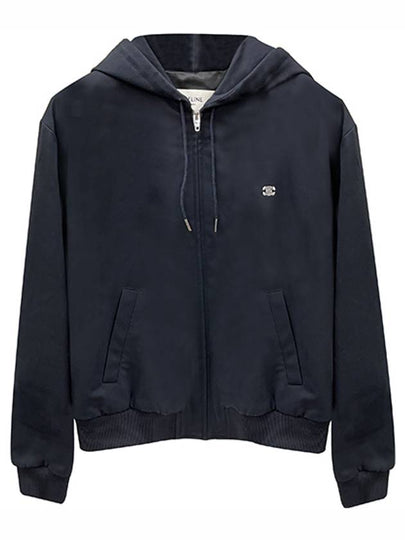 Triomphe Embroidered Zip Up Hoodie Navy - CELINE - BALAAN 2