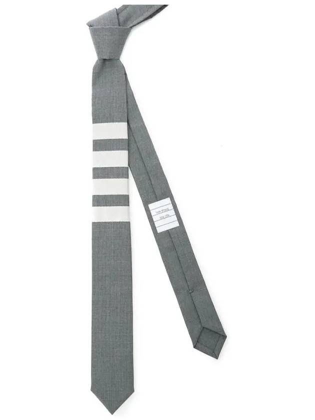 4-Bar Plain Wool Tie Grey - THOM BROWNE - BALAAN 3