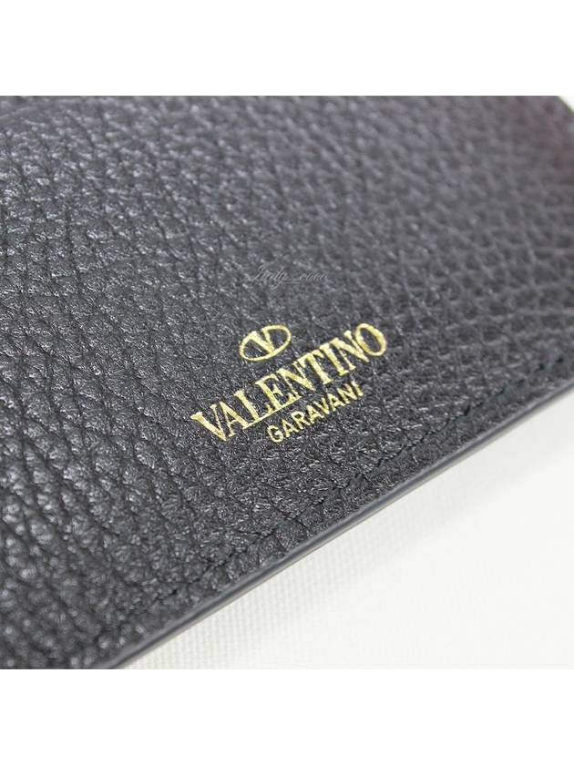 Rockstud Calfskin Card Wallet Black - VALENTINO - BALAAN 8