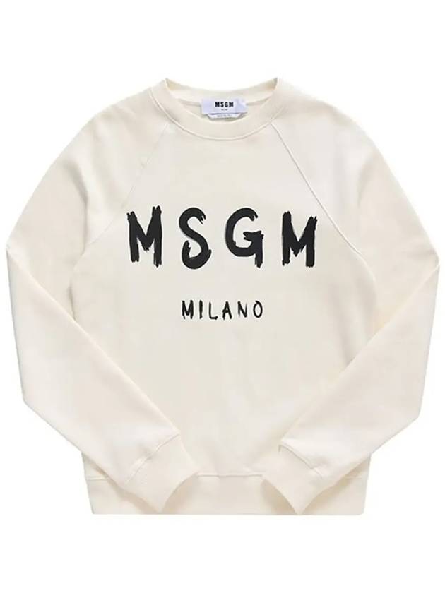 Women's Brushed Logo Crew Neck Sweatshirt Ivory - MSGM - BALAAN 5