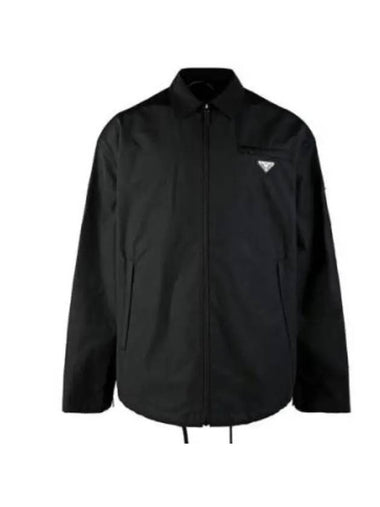 Triangle Logo Technical Poplin Track Jacket Black - PRADA - BALAAN 1