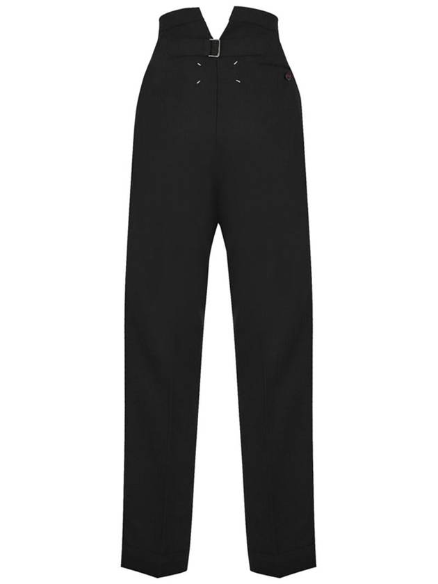 Women's Herringbone Wool Pleated Straight Pants Black - MAISON MARGIELA - BALAAN 3