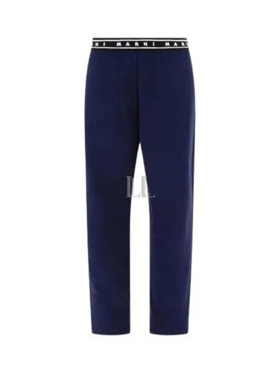 Logo Band Straight Pants Navy - MARNI - BALAAN 2