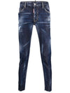 Men's Distressed Slim Fit Jeans Blue - DSQUARED2 - BALAAN 3