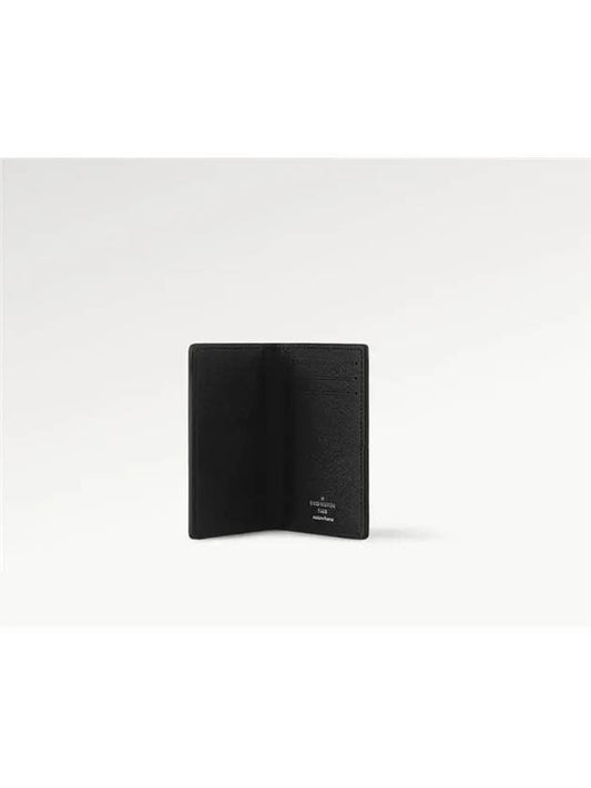 Pocket Organizer Taiga Leather Card Wallet Black - LOUIS VUITTON - BALAAN 2