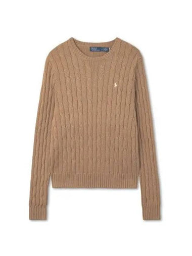 W cable knit cotton crewneck sweater medium beige - POLO RALPH LAUREN - BALAAN 1