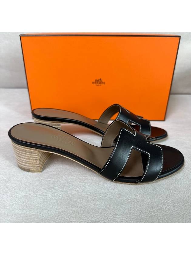 Oasis black sandal slippers - HERMES - BALAAN 4