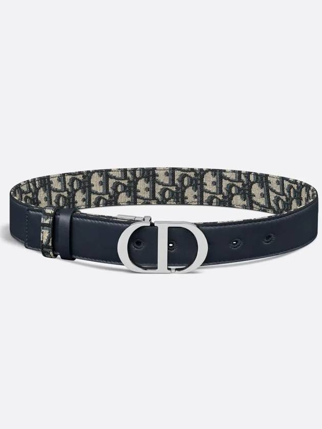 Oblique Jacquard 30 Montaine Reversible Smooth Calfskin Belt Blue - DIOR - BALAAN 4