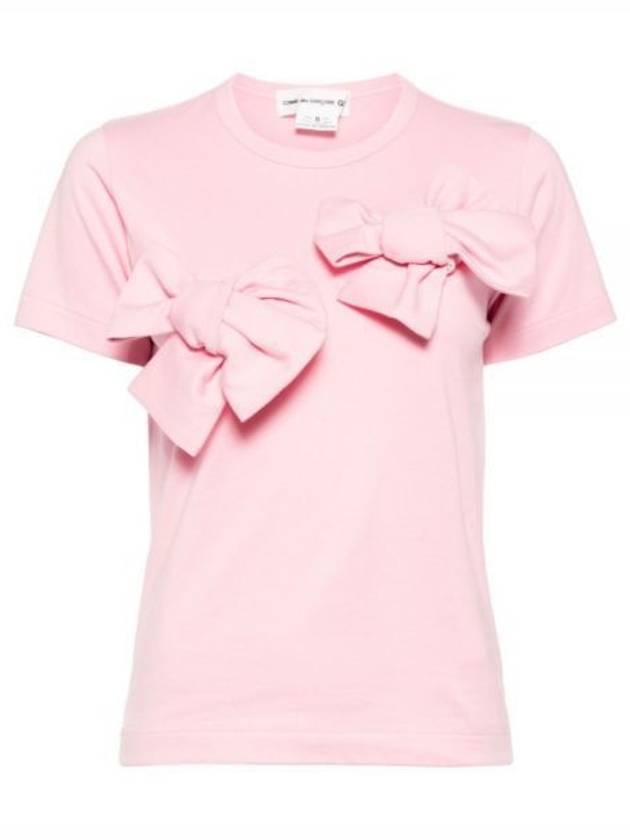 Ribbon Cotton Short Sleeve T-Shirt Pink - COMME DES GARCONS - BALAAN 2