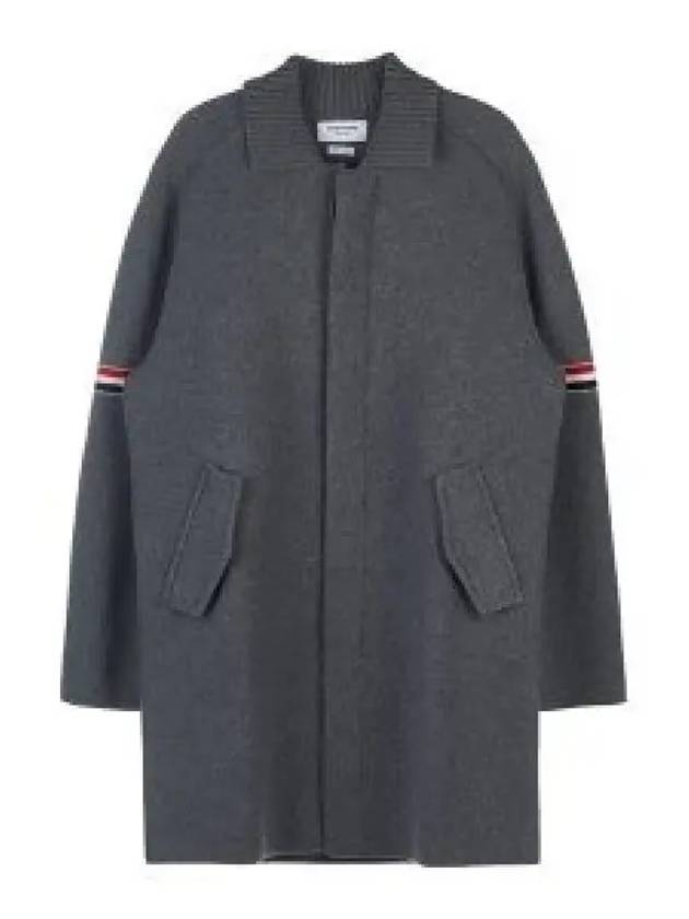 Arm Banding Striped Car Voile Wool Single Coat Grey - THOM BROWNE - BALAAN 2