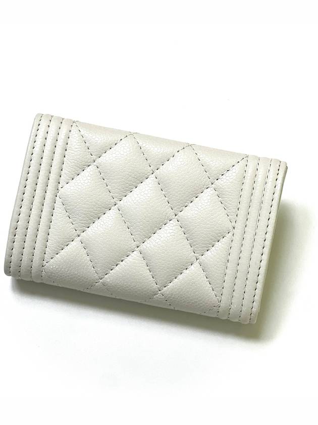 Boy Silver Caviar Card Wallet White - CHANEL - BALAAN 3