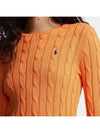 Embroidered Logo Pony Cable Knit Top Orange - POLO RALPH LAUREN - BALAAN 4