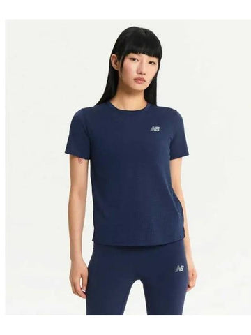 NBNEE4P042 WOMEN Athletics Running Short Sleeve T Shirt BLUE - NEW BALANCE - BALAAN 1