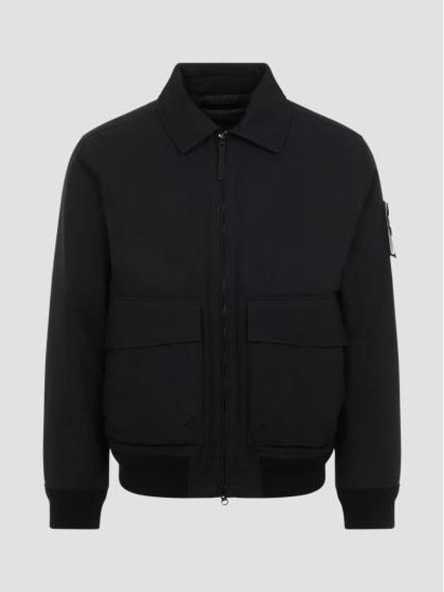 Logo Patch Zip-Up Jacket Black - STONE ISLAND - BALAAN 1