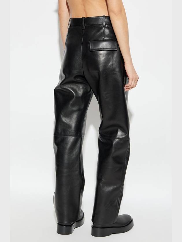 Round leather straight pants black - BOTTEGA VENETA - BALAAN 5