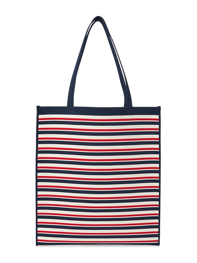 Jacquard Stripe Flat Tote Bag Navy - MARNI - BALAAN 4