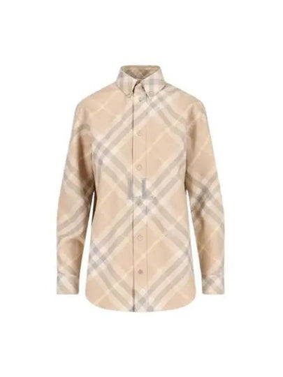 Check Cotton Long Sleeve Shirt Beige - BURBERRY - BALAAN 2