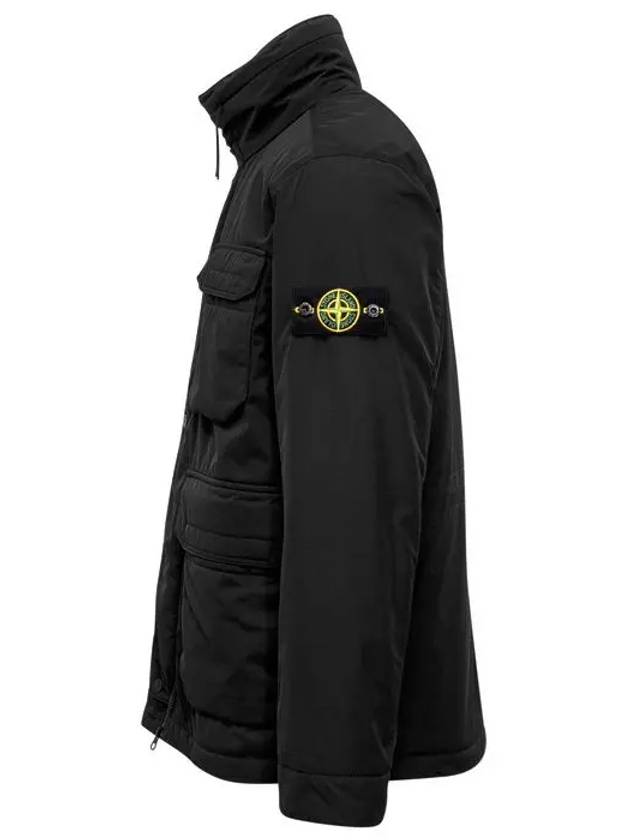 Polyester Micro Twill Zip Up Jacket Black - STONE ISLAND - BALAAN 4