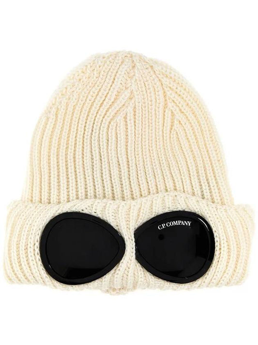 Signature Goggles Wool Beanie White - CP COMPANY - BALAAN 2