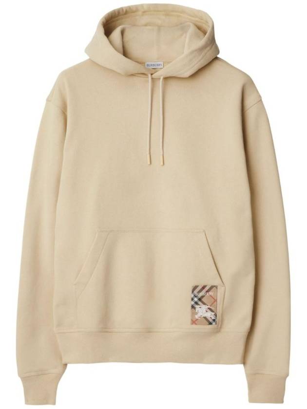 Check Label Cotton Hoodie Nutmeg - BURBERRY - BALAAN 1