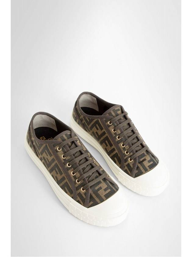 Domino FF Fabric Low Top Sneakers Brown - FENDI - BALAAN 8