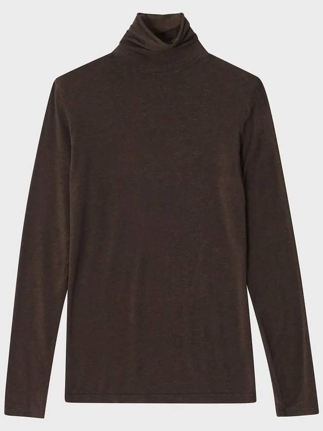 Wool Silky Turtleneck Brown - NOIRER FOR WOMEN - BALAAN 3