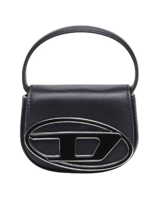 1DR Round Logo Leather Mini Shoulder Bag Black - DIESEL - BALAAN 2