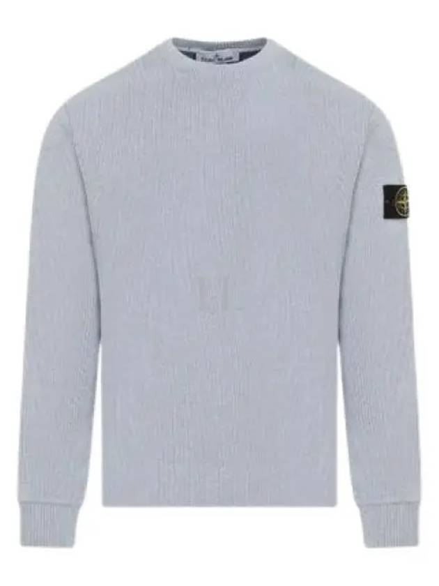 Compass Badge Crew Neck Ribbed Cotton Knit Top Sky Blue - STONE ISLAND - BALAAN 2