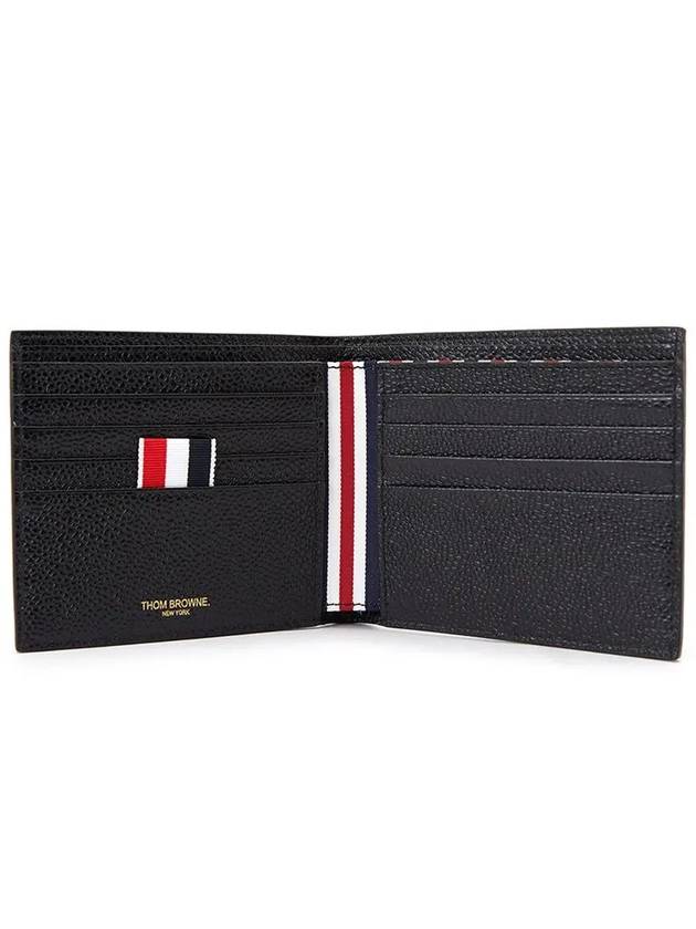 Pebble Grain Leather Half Wallet Black - THOM BROWNE - BALAAN 3