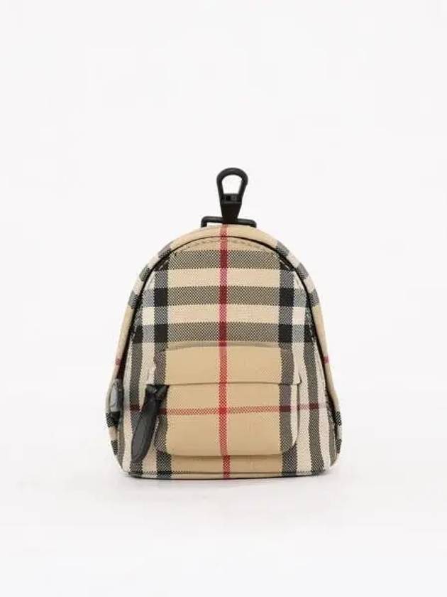 Jett Check Mini Canvas Backpack Charm Key Holder Beige - BURBERRY - BALAAN 2