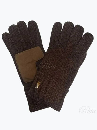 Signature Pony Merino Wool Touchscreen Gloves Brown - POLO RALPH LAUREN - BALAAN 2