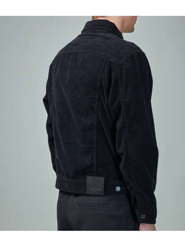 Wave Shirt Collar Cotton Corduroy Denim Jacket Black - TOM FORD - BALAAN 3