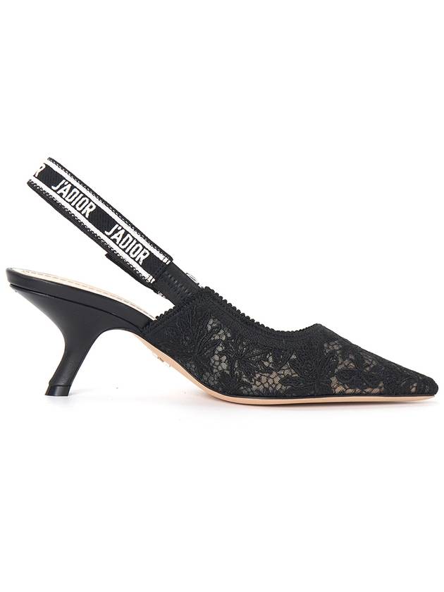 J'adior Chardons Embroidered Mesh Slingback Heel Black - DIOR - BALAAN 5