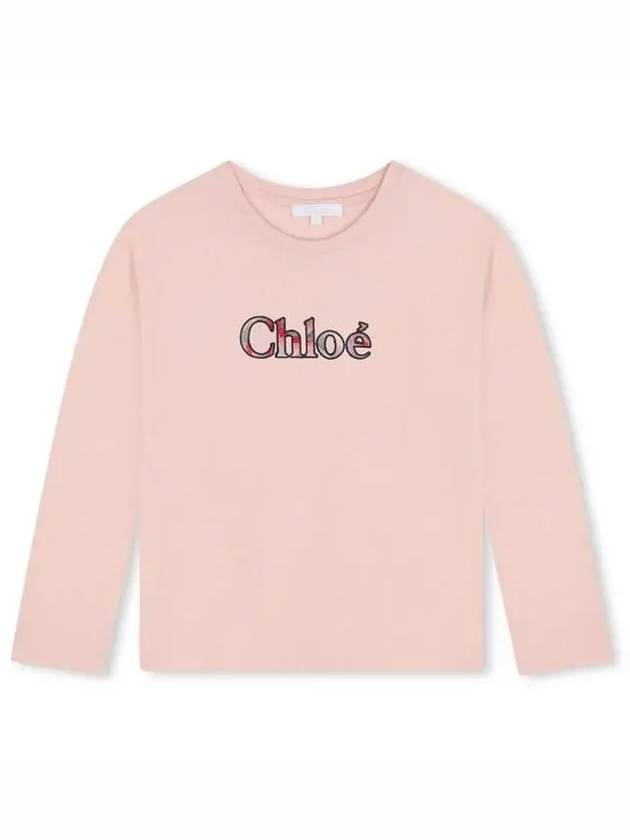 Kids Logo Long Sleeve T shirt Pink - CHLOE - BALAAN 1