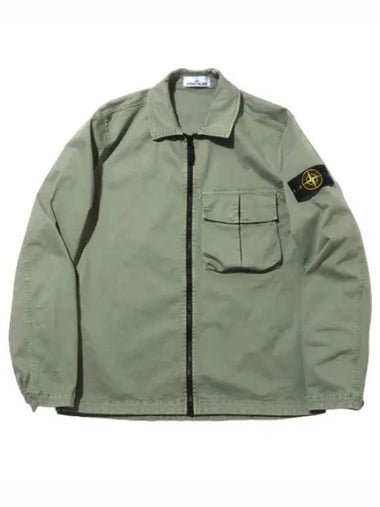 Old effect organic cotton badge overshirt - STONE ISLAND - BALAAN 1