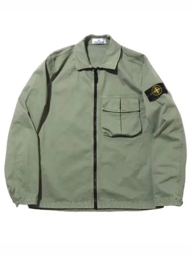 Old Effect Organic Cotton Badge Overshirt Men s Jacket - STONE ISLAND - BALAAN 1