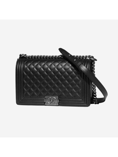 Boy Large Ruthenium Finish Metal Calfskin Shoulder Bag Black - CHANEL - BALAAN 2