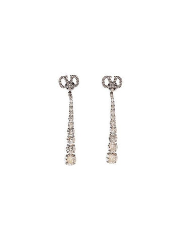 VLOGO SIGNATURE EARRINGS IN METAL AND SWAROVSKI CRYSTALS - VALENTINO - BALAAN 1