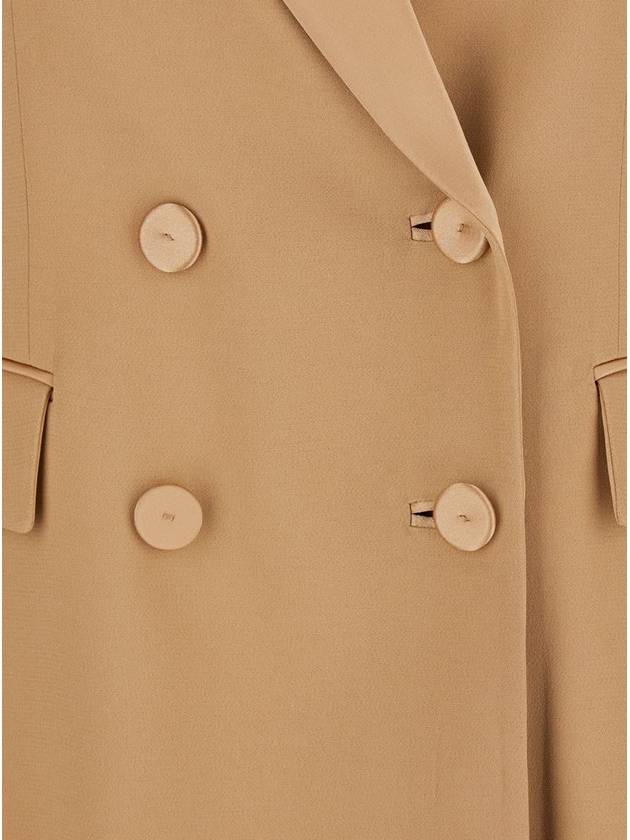 'Enver' Beige Double-Breasted Jacket With Pointed Lapels In Tech Fabric Blend Woman - ALBERTA FERRETTI - BALAAN 3