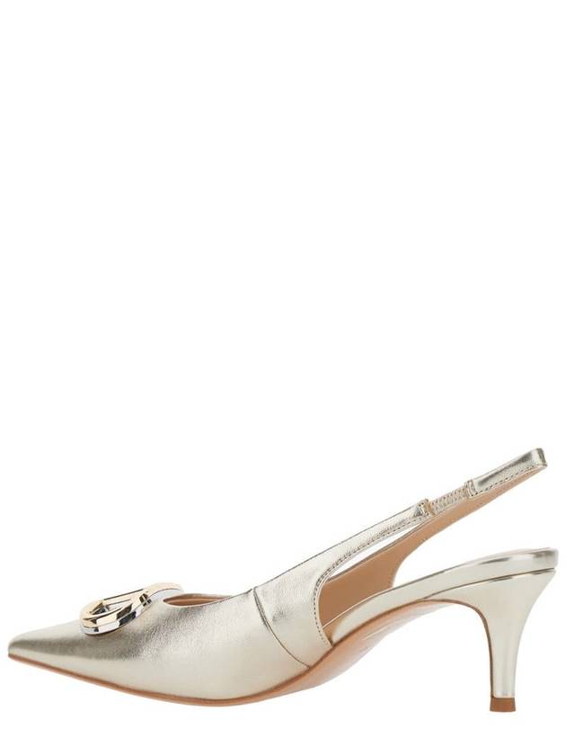 Metallic Slingback Pumps With Oval D Logo Plaque On The Front In Leather Woman - TWINSET - BALAAN 3