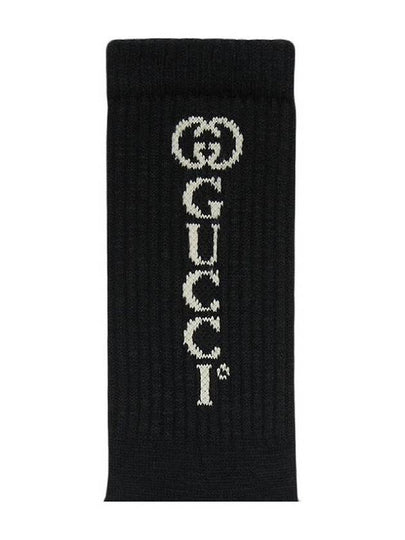 Jacquard Lettering Logo Men's Black Socks 626289 4G157 1078 - GUCCI - BALAAN 2