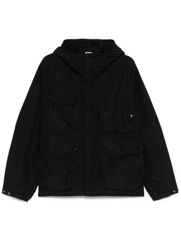 Flatt Nylon Goggle Hooded Jacket Black - CP COMPANY - BALAAN 1