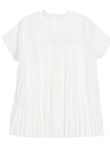 Women's Back Pleated Cotton Short Sleeve T-Shirt White - SACAI - BALAAN 3