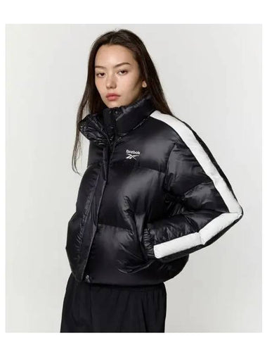 Glossy paneled cropped down jacket women s black - REEBOK - BALAAN 1