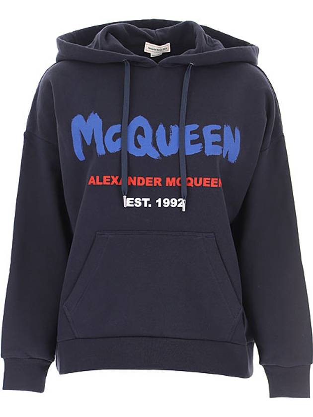 Graffiti Logo Hooded Top Black - ALEXANDER MCQUEEN - BALAAN 1