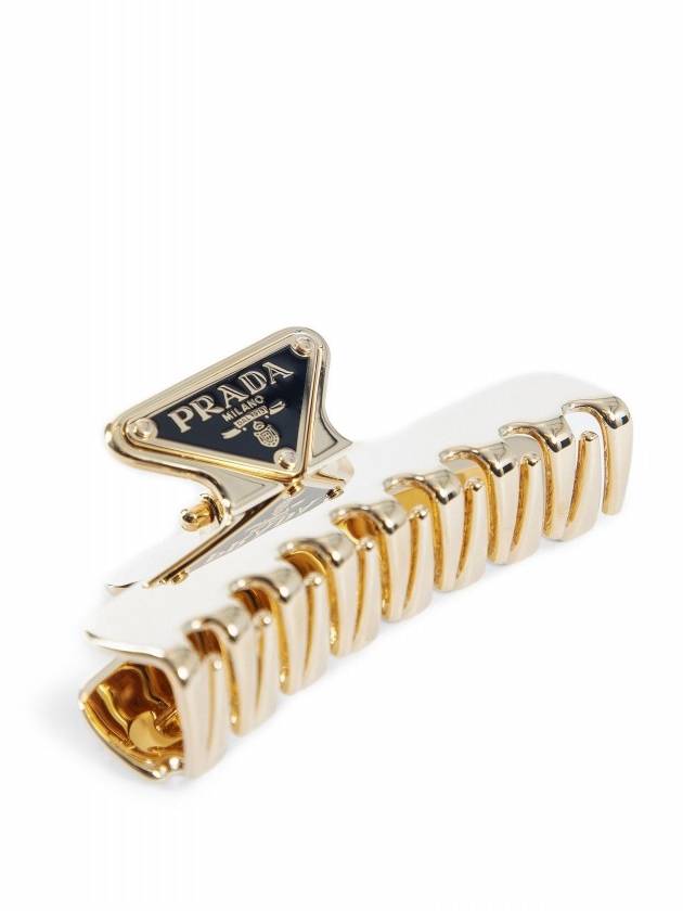 Women's Logo Metal Hair Clip Gold - PRADA - BALAAN 4