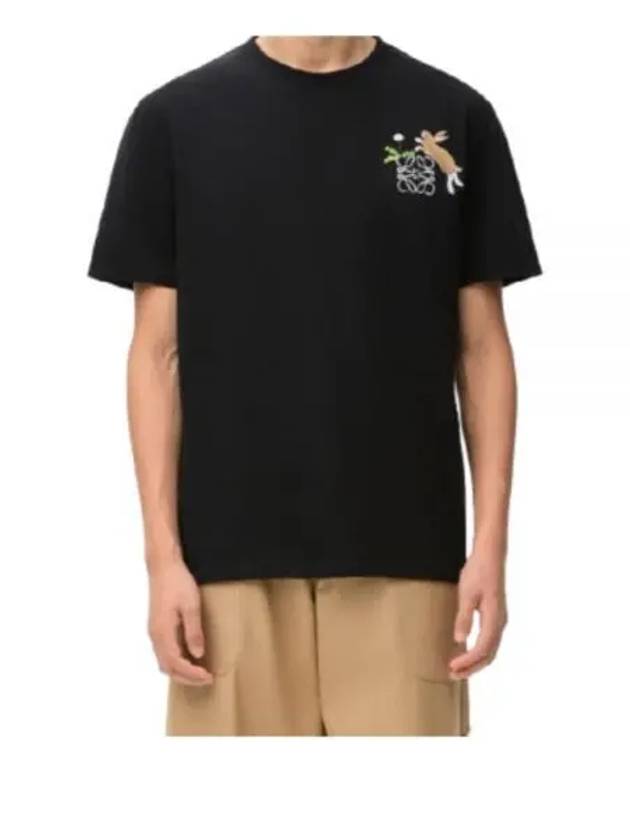 Bunny Anagram Embroidery Regular Fit Short Sleeve T-Shirt Black - LOEWE - BALAAN 2