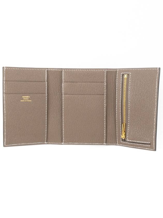 Bearn Tri-Fold Half Wallet Etoupe - HERMES - BALAAN 4