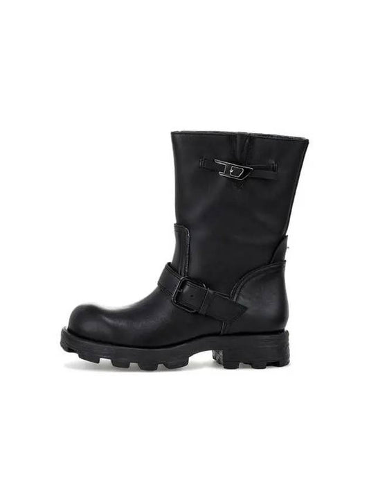 Women's D HAMMER leather boots black 270300 - DIESEL - BALAAN 1