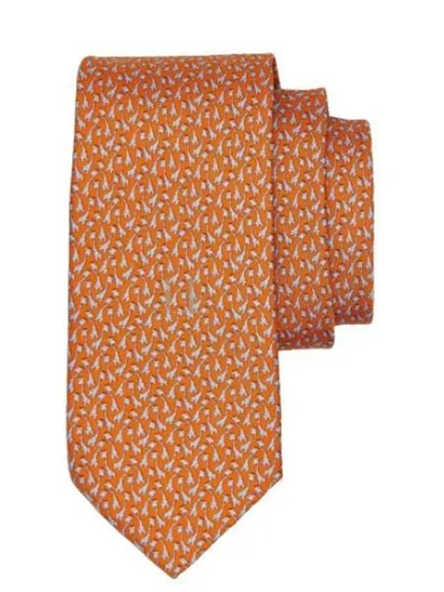 Giraffe Print Silk Tie Orange - SALVATORE FERRAGAMO - BALAAN 2